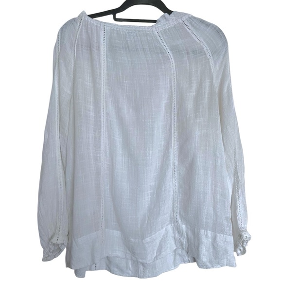 Sundance Cotton Gauze Poet Boho Ruffle Tie Neckline Blouse Medium - Picture 3 of 6
